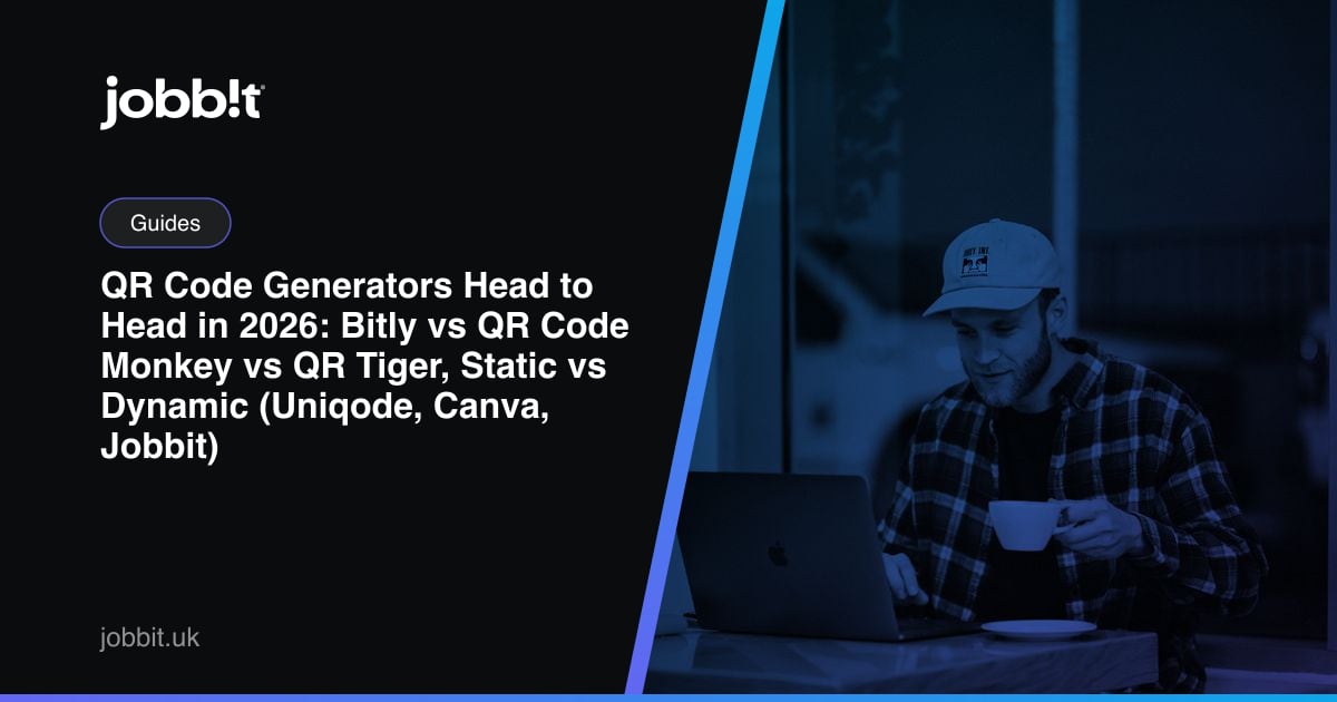 QR-kode-generatorer sammenlignet i 2026: Bitly vs QR Code Monkey vs QR Tiger, statisk vs dynamisk (Uniqode, Canva, Jobbit)