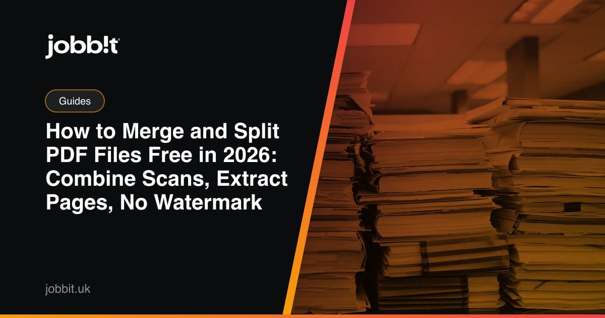 How to Merge and Split PDF Files Free in 2026: Combine Scans, Extract Pages, No Watermark (Adobe, Smallpdf, iLovePDF, Jobbit)