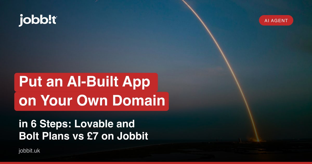 انشر تطبيقًا بُني بالذكاء الاصطناعي على نطاقك في 6 خطوات: خطط Lovable وBolt مقابل £7 على Jobbit