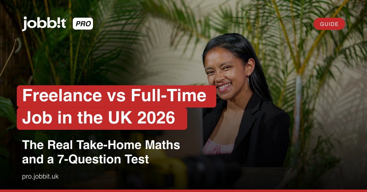 Freelance eller fastansat i Storbritannien 2026: Det reelle nettoregnestykke og en test med 7 spørgsmål